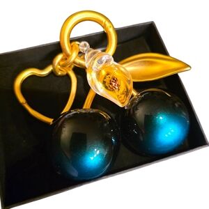 Turquoise and Black Ombre Large Cherry Purse Charm